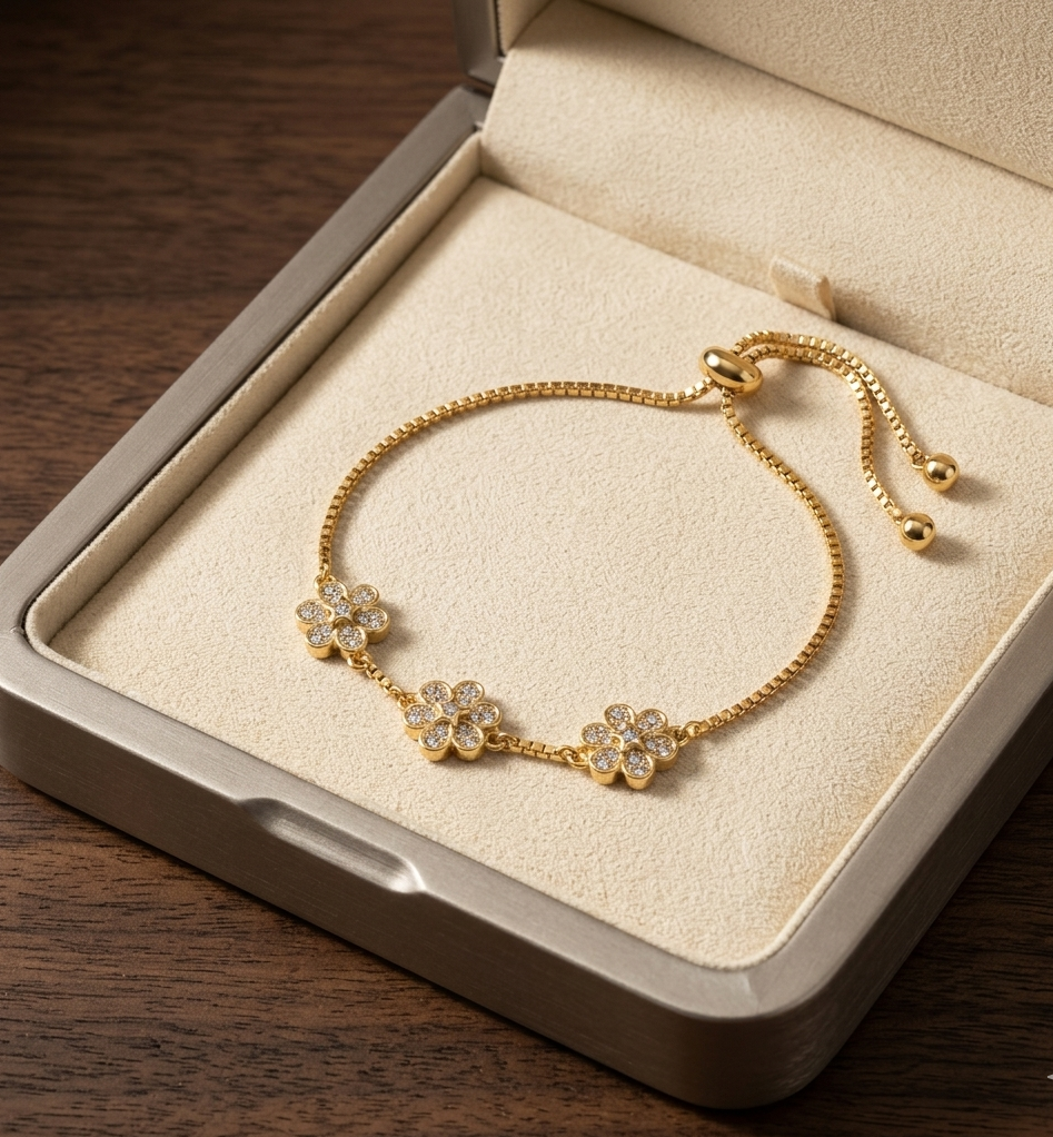 Crystal Flower Adjustable Bracelet