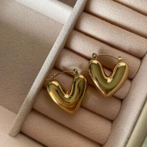 Golden Heart Hoop Earrings
