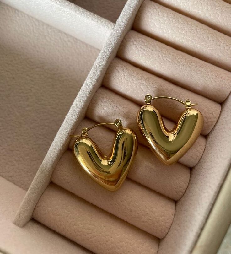 Golden Heart Hoop Earrings